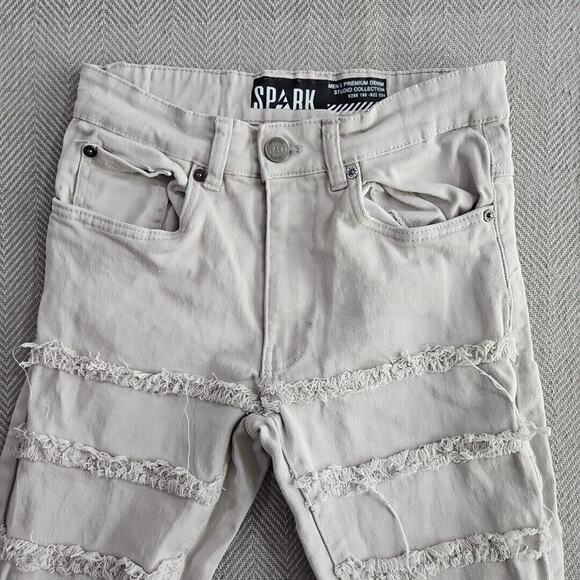 Spark Jeans Men's 29x38 Premium Denim Jeans Studio Collection Gray Frayed 165496 - Picture 9 of 16